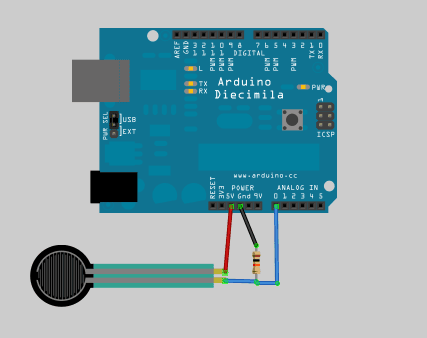 circuit diagram showing arduino connected to FSR sensor